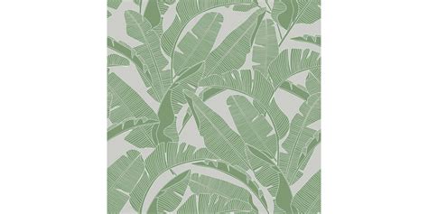 Papier Peint Feuilles De Bananier Gris Et Vert