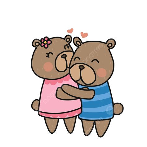 Doodlestyle Vector Illustration Of A Loving Bear Couple Offering Free