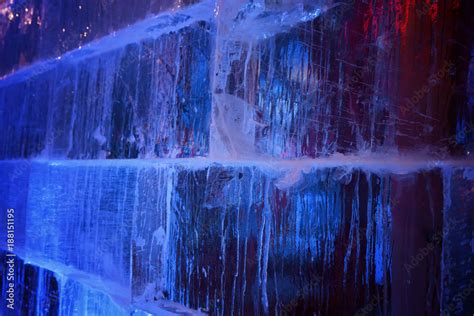 Wall Of Ice Cubes As Texture Or Background Blue Abstract Grunge