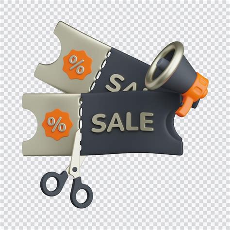 Schere Schneiden Rabattgutscheine Mit Megaphon 3d Symbol Premium PSD