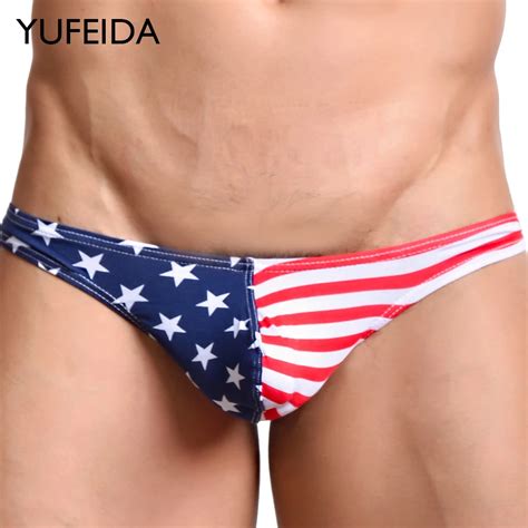 Yufeida Men Gay Underwear Sexy Usa Flag Printed Men S Thong Man