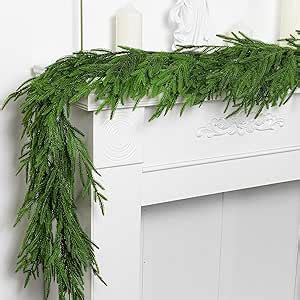 Watayo Pcs Christmas Norfolk Pine Garland Ft Dense Real Touch Pine