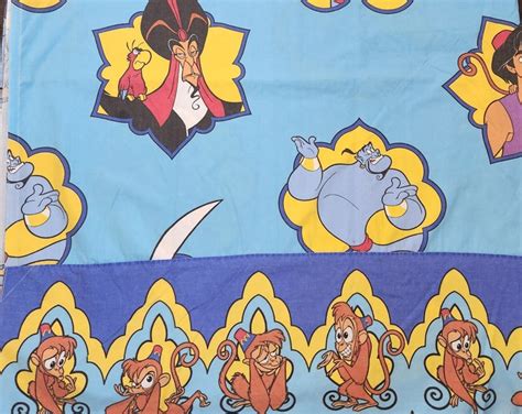 Vtg 90s Disney Aladdin Twin Flat Sheet/ Original Disney Cartoon Aladdin ...