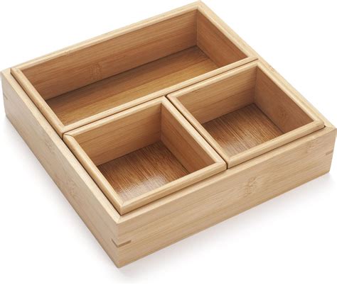 Amazon Ximisise Bamboo Drawer Organizer Desk Storage Box Small