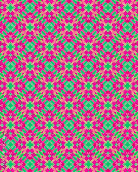 Bikini Summer Neon Pink Square Diamond Texture Digital Textile Print Design Stock Illustration