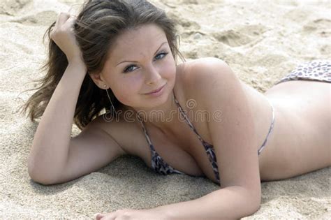 Brunette On Sandy Beach Stock Photo Image Of Sand Gril 21696696