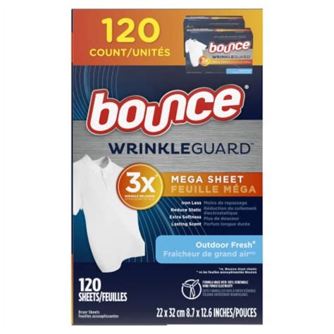 Bounce WrinkleGuard Outdoor Fresh Mega Dryer Sheets 120 Ct King