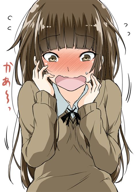 Safebooru 1girl Amagami Bangs Blunt Bangs Blush Brown Hair Face