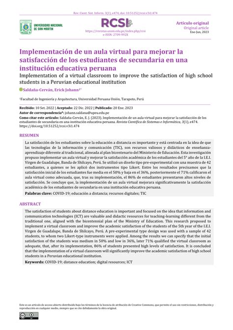 Pdf Implementaci N De Un Aula Virtual Para Mejorar La Satisfacci N De