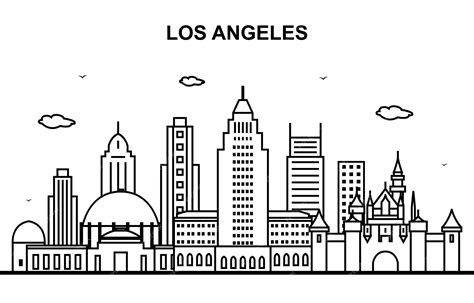 Premium Vector Los Angeles City Tour Cityscape Skyline Line Outline