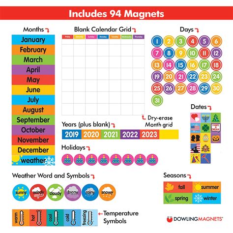 Giant Magnetic Calendar Set Dowling Magnets