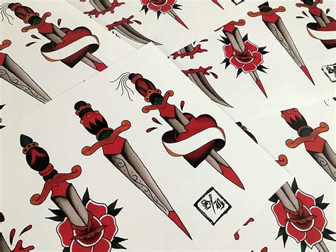 Classic Daggers Tattoo Flash Sheet Second Best Collective