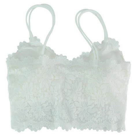 Women Sexy Bra Lingerie Lace V Neck Crochet Bralette Crop Top Cami Padded Tank EBay