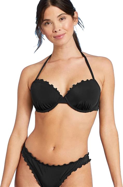 Amazon Shade Shore Women S Lightly Lined Ruffle Bikini Top