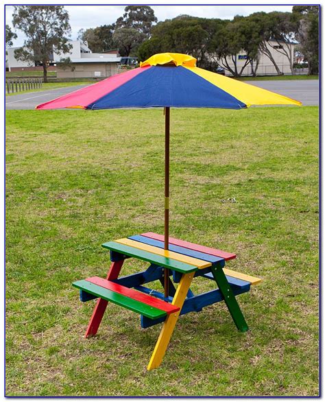 Childrens Wooden Picnic Table With Umbrella - Bench : Home Design Ideas ...