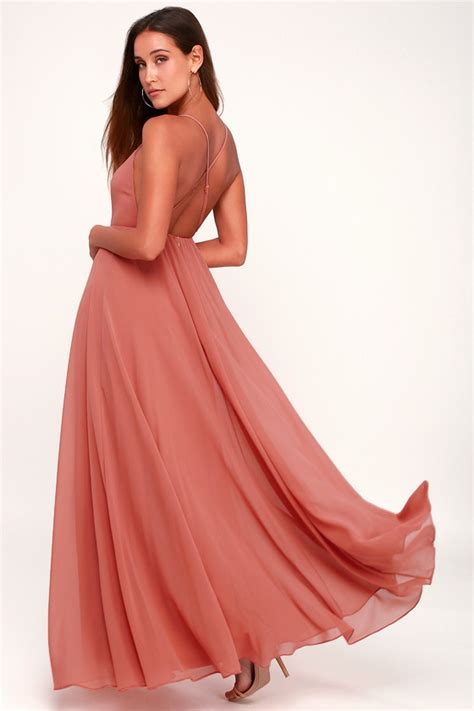 Lovely Rusty Rose Dress Maxi Dress Backless Maxi Dress Lulus