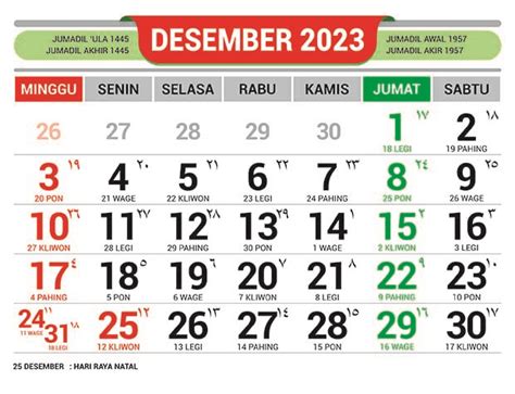 DAFTAR Tanggal Merah Di Bulan Desember 2023 Ada Cuti Bersama Teras