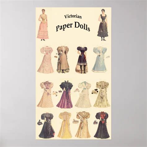 Vintage Papierpuppen Von Creme Background Poster Zazzle De