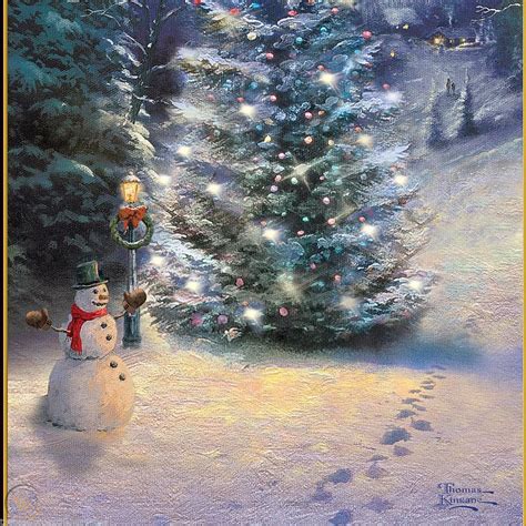 Thomas Kinkade O Christmas Tree Wall Hanging Framed Canvas Print That Lights Up | #1788375473