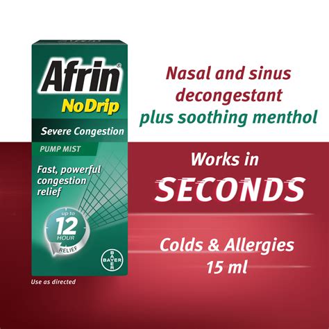 Afrin No Drip Severe Congestion Maximum Strength 12 Hour Nasal