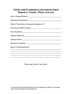 Fillable Online Etbu FIXED ASSETS DISPOSAL FORM Fax Email Print PdfFiller