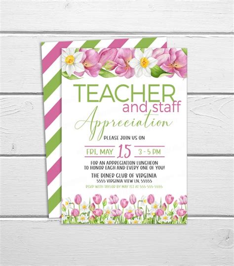 Teacher Staff Appreciation Invitation Editable Breakfast Etsy