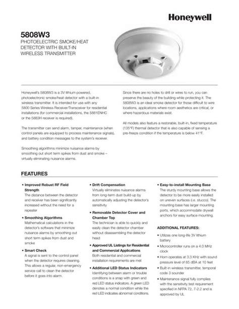 Fire Lite Honeywell Sd355 Addressable Smoke Detector Data Sheet Shop Wholesalers