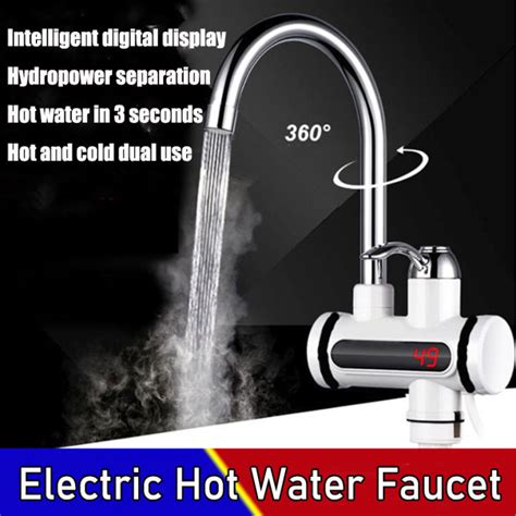 Instant Sec Tankless Electric Hot Water Faucet With LED Digital Display V Kitchen Fast