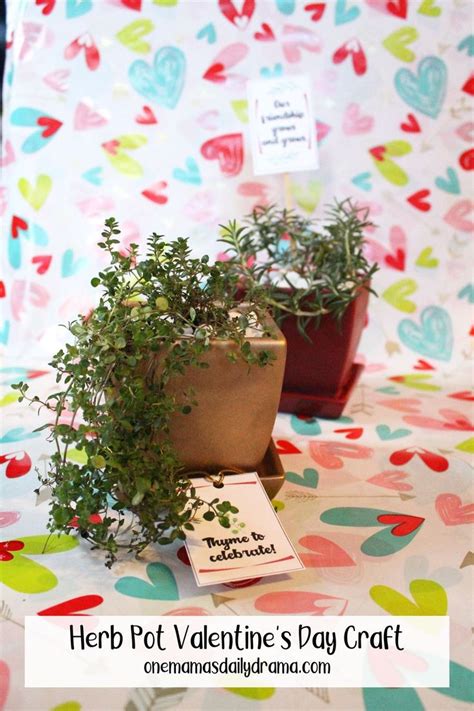 Herb Pot Valentines Craft With Printable Cards Valentine Crafts