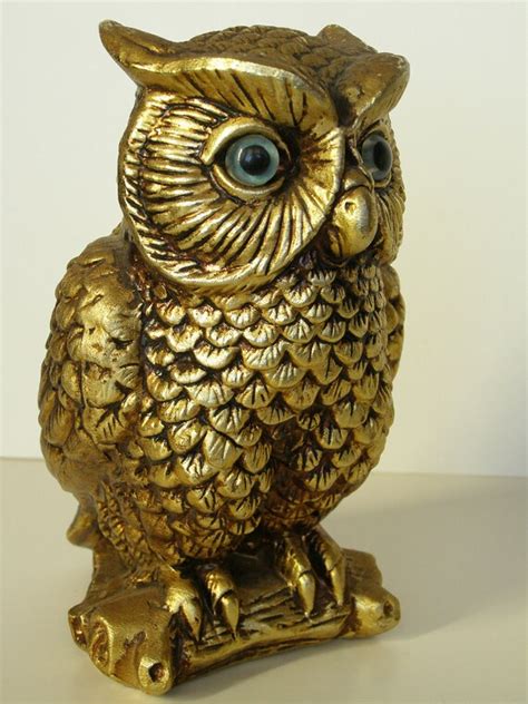 Gold Painted Vintage Owl Figurine By Peanutmm On Etsy