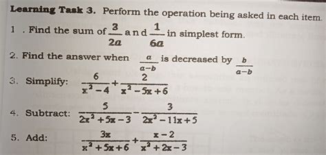 Solved Learning Task 3 Perform The Operation Being Asked In Each Item