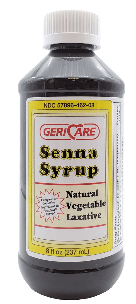 Geri Care Natural Vegetable Laxative Senna Syrup 8 8 Mg Strength Sennosides For Constipation