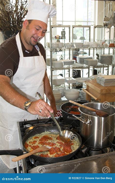 Italian Chef Cooking Pasta Stock Image Image Of Masculine 922827