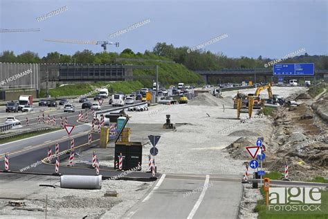 Extension of the A99 motorway near Aschheim in the district of Munich ...