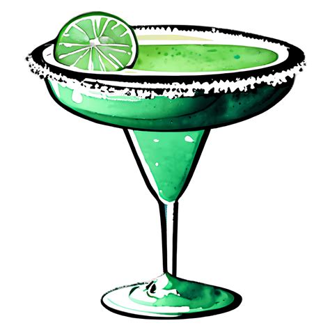 Watercolor Drawing Of A Light Green Margarita In A Traditional Glass · Creative Fabrica