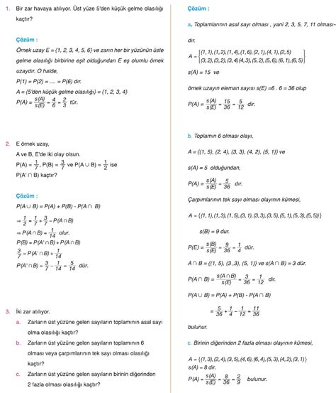 Olasılık Konu Anlatımı Ve Soru çözümü Matematik Kitap Çözümleri