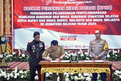 Teken Nphd Pengamanan Pilkada Pj Gubernur Sumsel Agus Fatoni