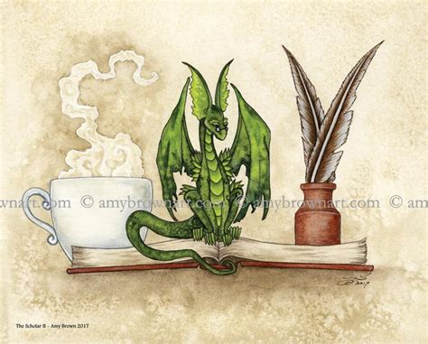 5x7 Bookwyrm Bookworm Dragon Print By Amy Brown