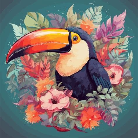 Illustration De Loiseau Toucan Forêt Tropicale Beau Personnage Toucan