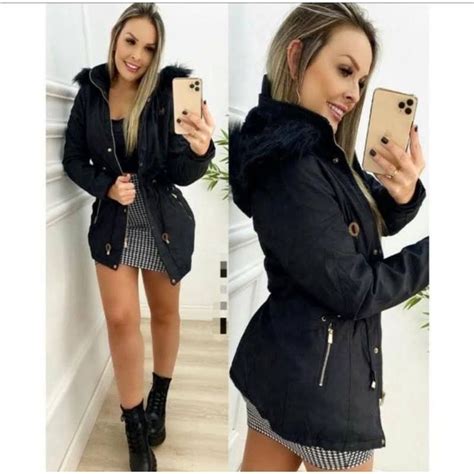 Sobretudo Feminino Parka Forrada Pelinho Inverno Natalia Store