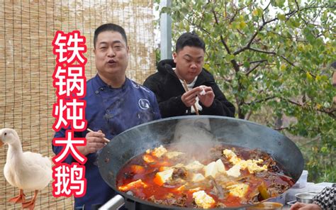 都说鹅肉又腥又柴，今天130买只大鹅做铁锅炖大鹅，确实柴但是香 哔哩哔哩