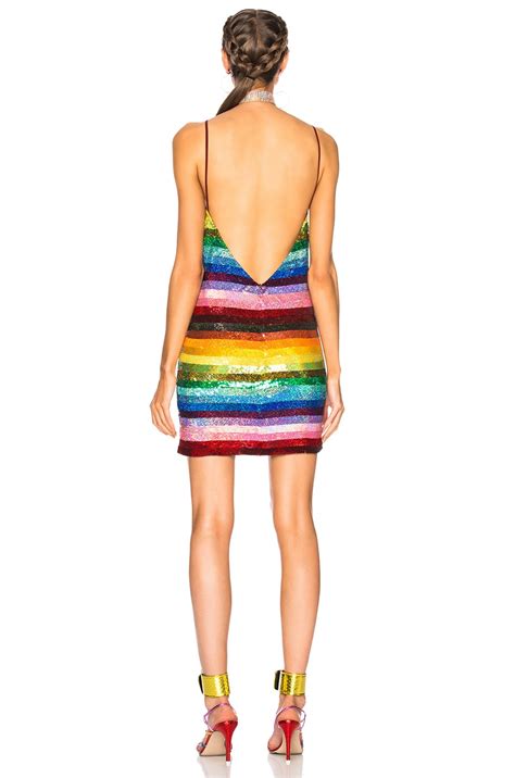 Ashish Backless Mini Dress In Glitter Rainbow Fwrd