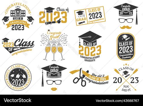 Set Of Class Of 2023 Badges Concept Royalty Free Vector