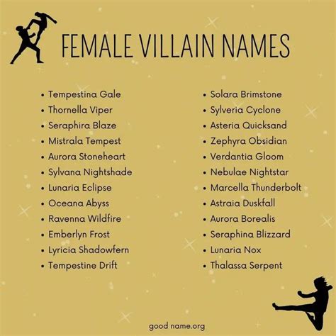 Mistresses Of Malevolence: Unique Female Villain Names - Good Name ...