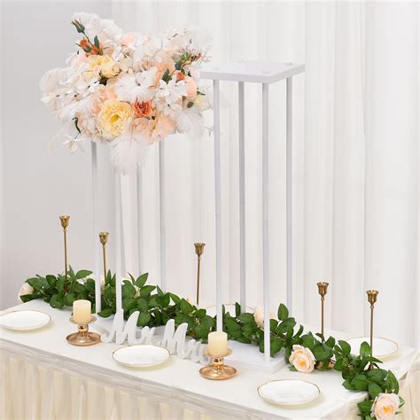 Vincidern 4PCs White Wedding Flower Stand Centerpieces For Floral