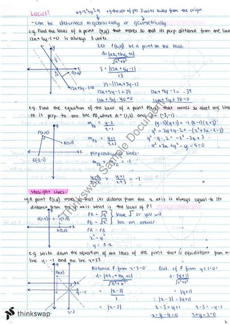 2 Unit Mathematics Locus Mathematics Advanced Year 11 Hsc Thinkswap