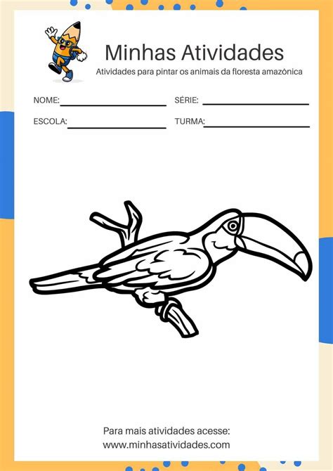 Caderno 5 Animais da Floresta Amazônica para Colorir