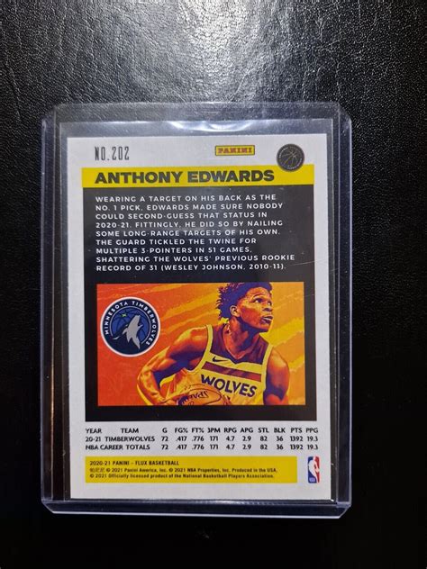 Anthony Edwards Panini Flux Rookie Card Rc Minnesota