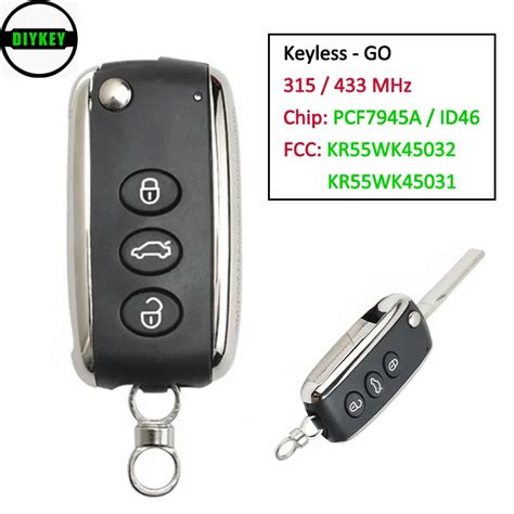 Diykey Keyless Go Flip Smart Remote Key Button Mhz Chip