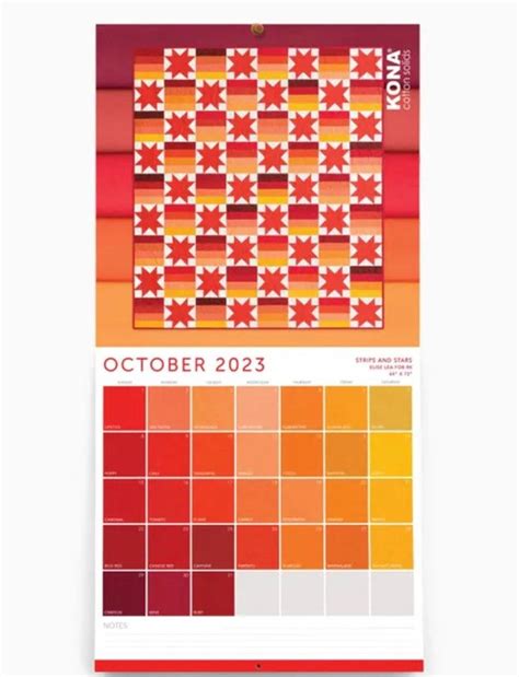 Kona Cotton Color Chart Calendar 2023 By Robert Kaufman Etsy Ireland